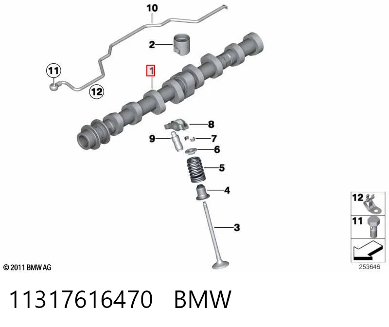 11317616470 BMW Eje de levas de escape