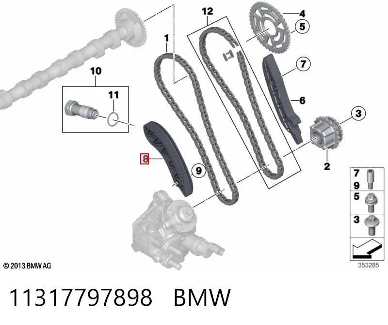 11317797898 BMW Guía del tensor de la cadena de distribución