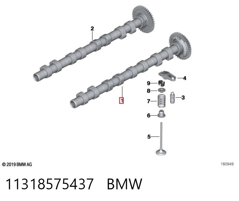 11318575437 BMW Árbol de levas de entrada