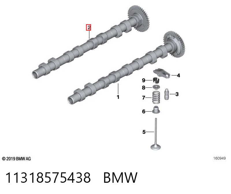11318575438 BMW Eje de levas de escape