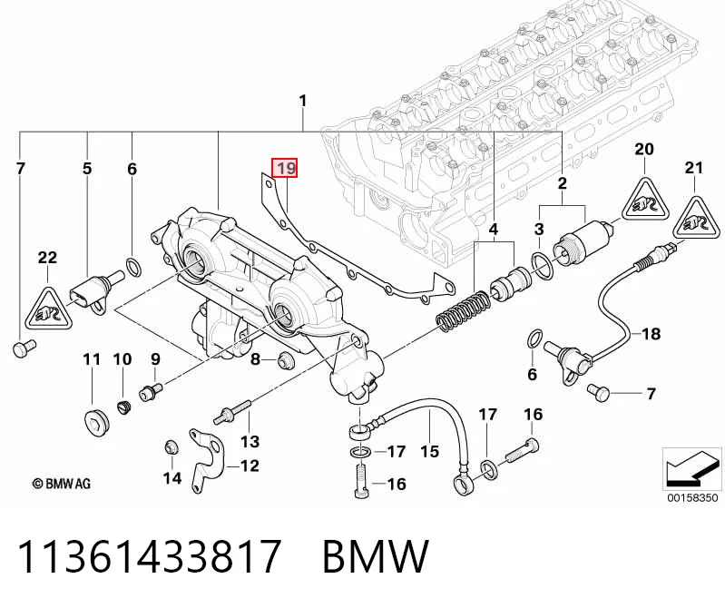 11361433817 BMW Junta superior de la tapa frontal del motor