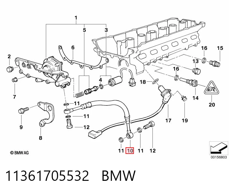 11361705532 BMW Manguera del regulador de fase de distribución