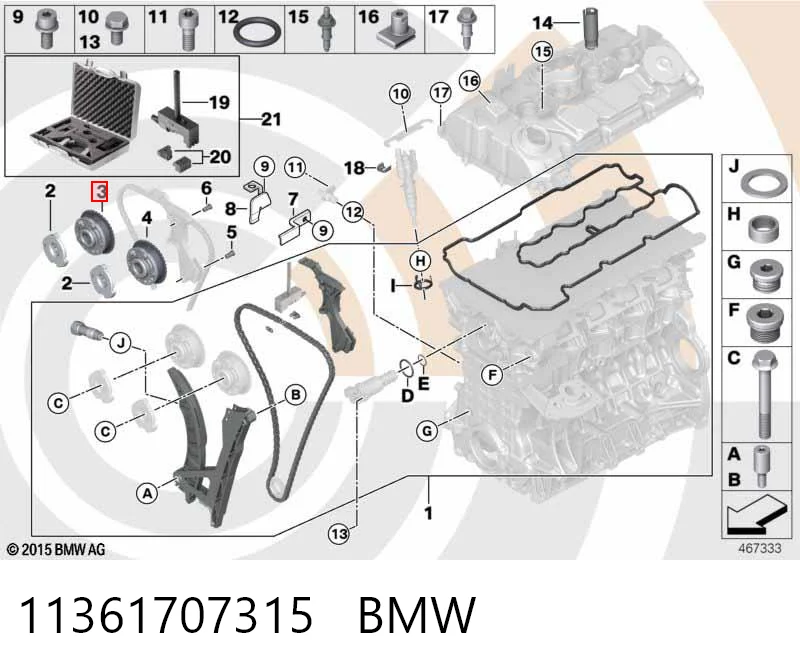 11361707315 BMW Engranaje del árbol de levas de escape