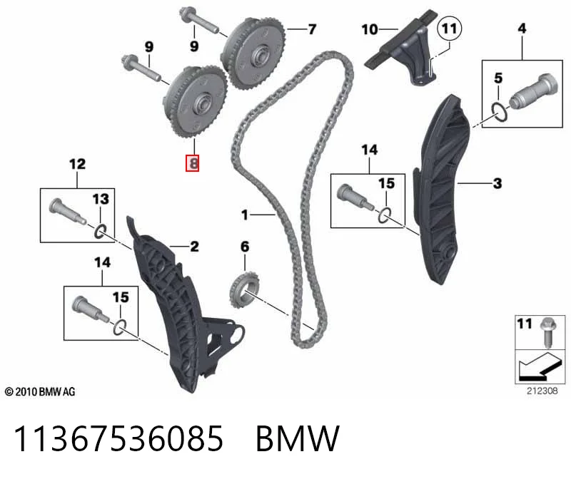 11367536085 BMW Engranaje del árbol de levas de escape