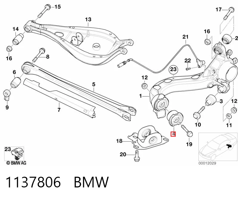 Buje de mangueta trasera 1137806 BMW