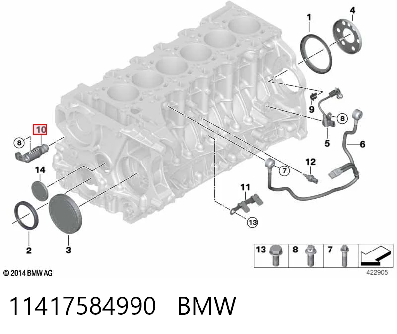 11417584990 BMW Válvula reguladora de presión de aceite