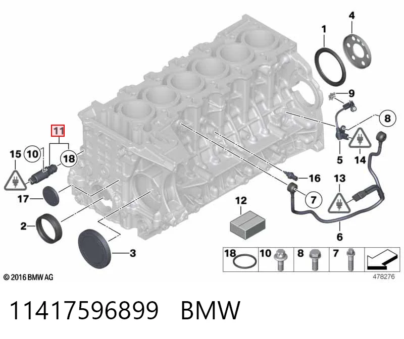11417596899 BMW Válvula reguladora de presión de aceite