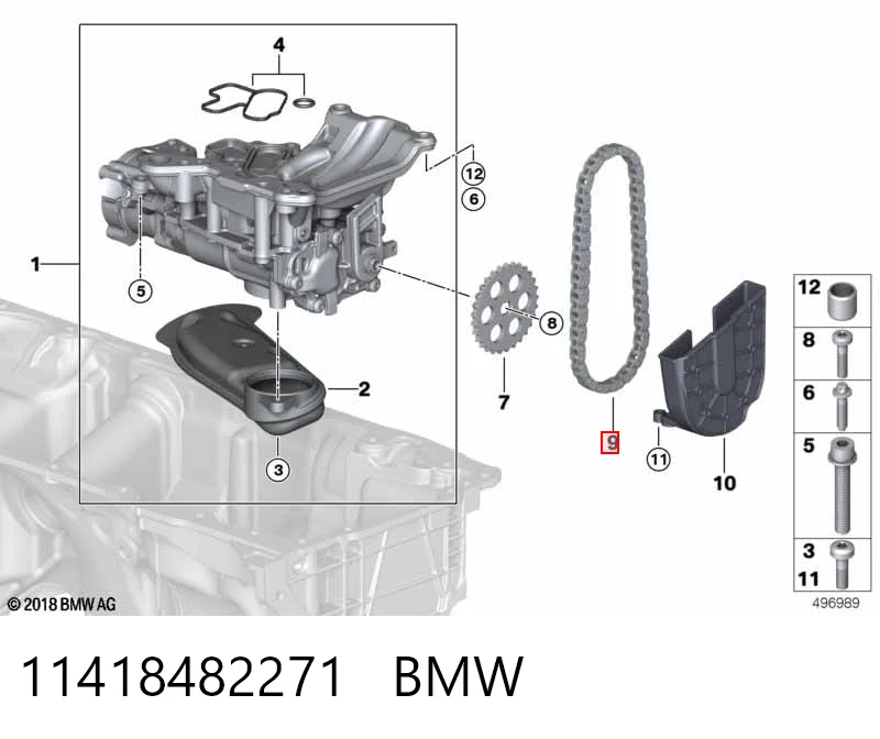 Cadena, accionamiento bomba de aceite BMW 1 