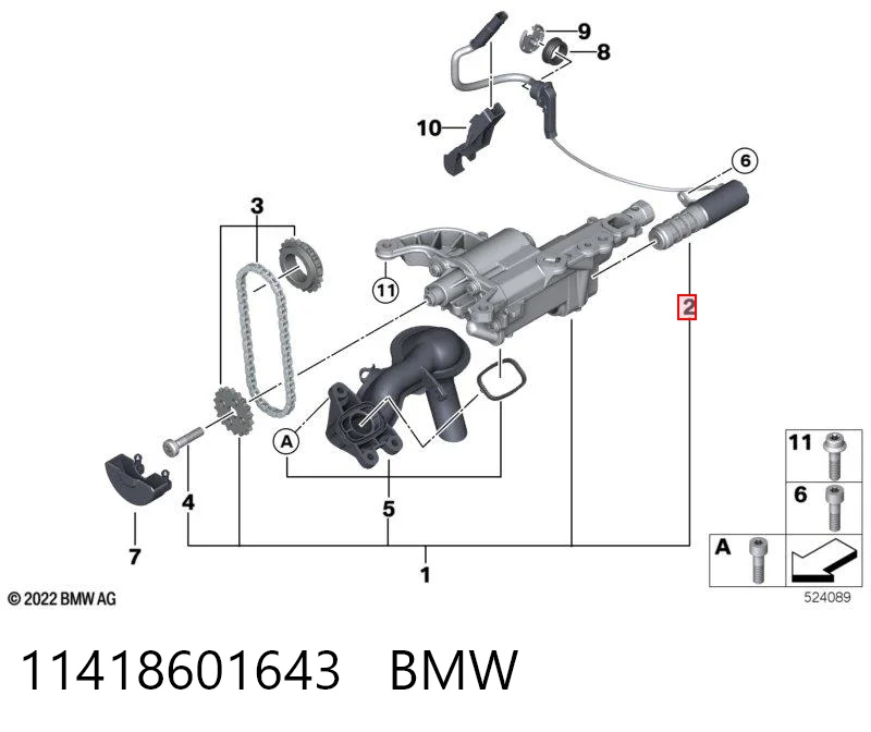 11418601643 BMW Válvula reguladora de presión de aceite
