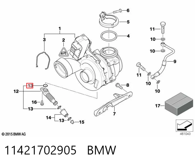 11421702905 BMW Junta (anillo) de la manguera de retorno de refrigeración de la turbina