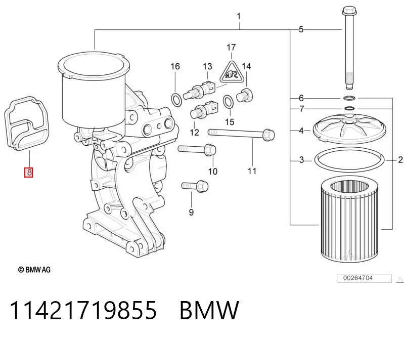 11421719855 BMW Junta del adaptador del filtro de aceite