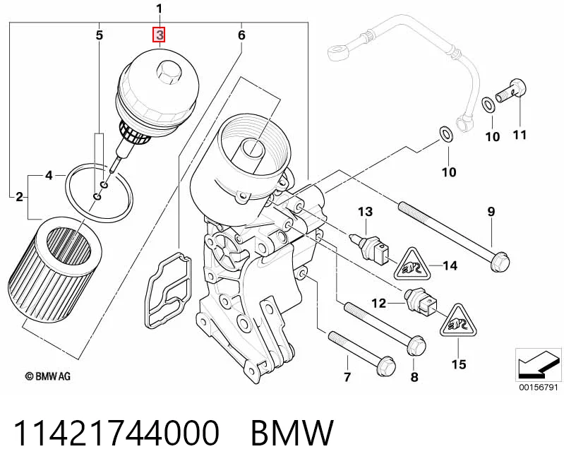 11421744000 BMW Tapa del filtro de aceite