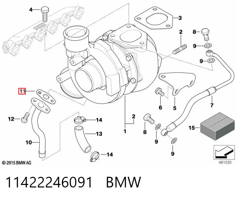11422246091 BMW Junta de manguera de drenaje de aceite de turbina
