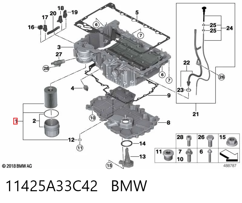 11425A33C42 BMW Filtro aceite