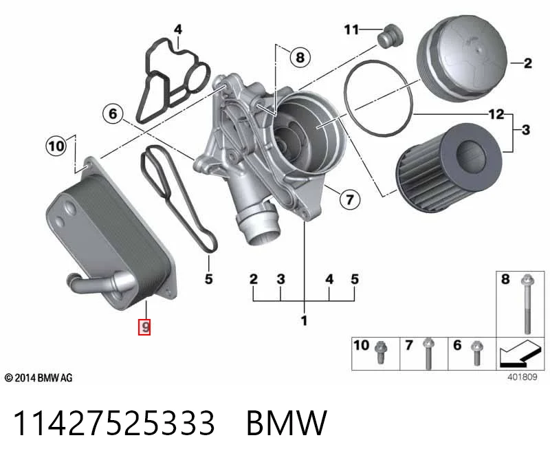 11427525333 BMW Radiador de aceite debajo del filtro