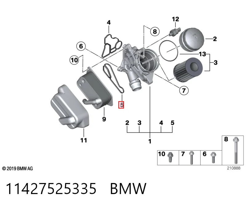 11427525335 BMW Junta del adaptador del filtro de aceite