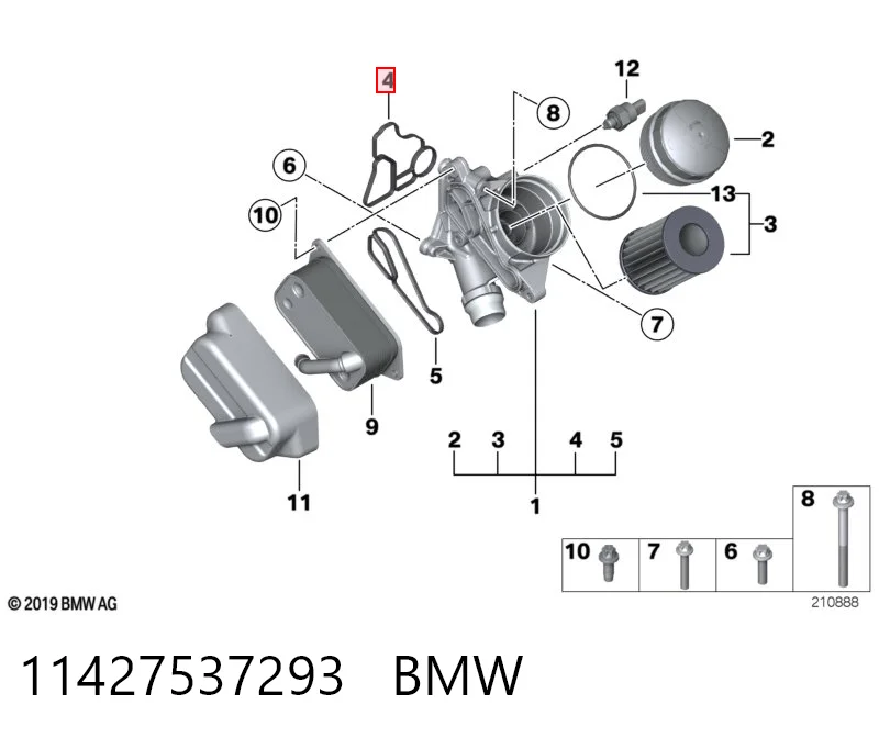 11427537293 BMW Junta del adaptador del filtro de aceite