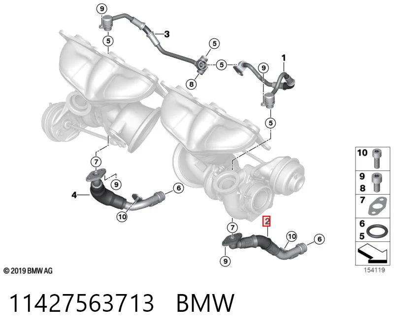 11427563713 BMW Tubo de drenaje de aceite de turbocompresor