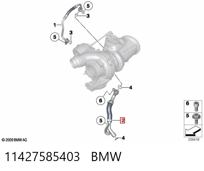 11427585403 BMW Tubo de drenaje de aceite de turbocompresor