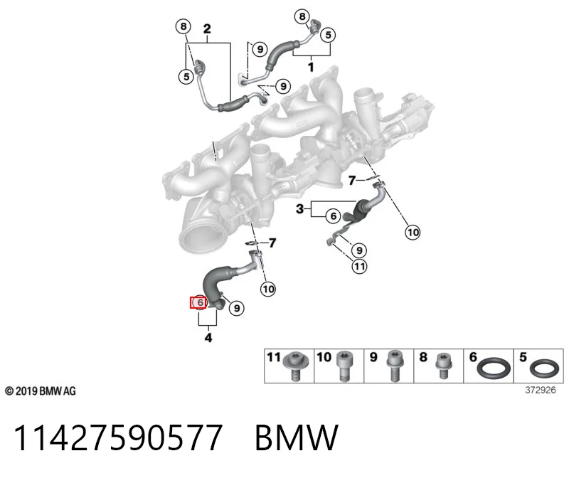11427590577 BMW Junta de manguera de drenaje de aceite de turbina