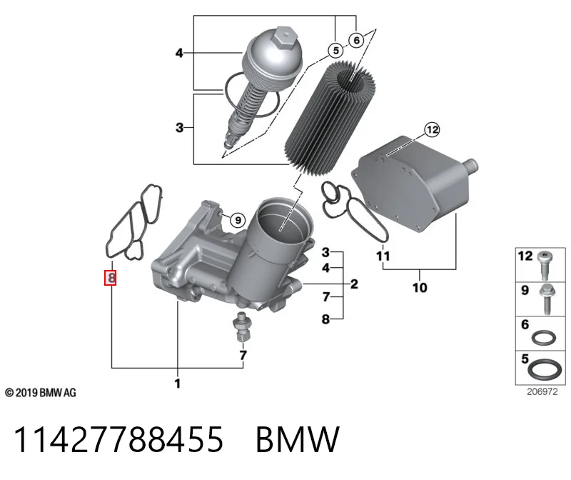 11427788455 BMW Junta del adaptador del filtro de aceite