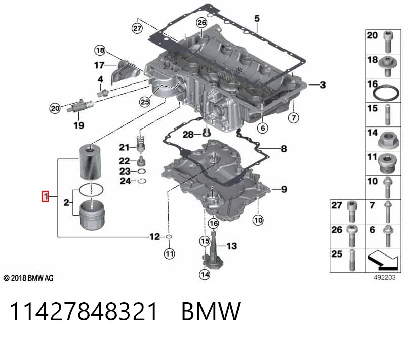 11427848321 BMW Filtro aceite