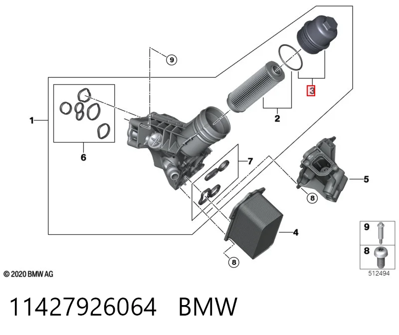 11427926064 BMW Tapa del filtro de aceite