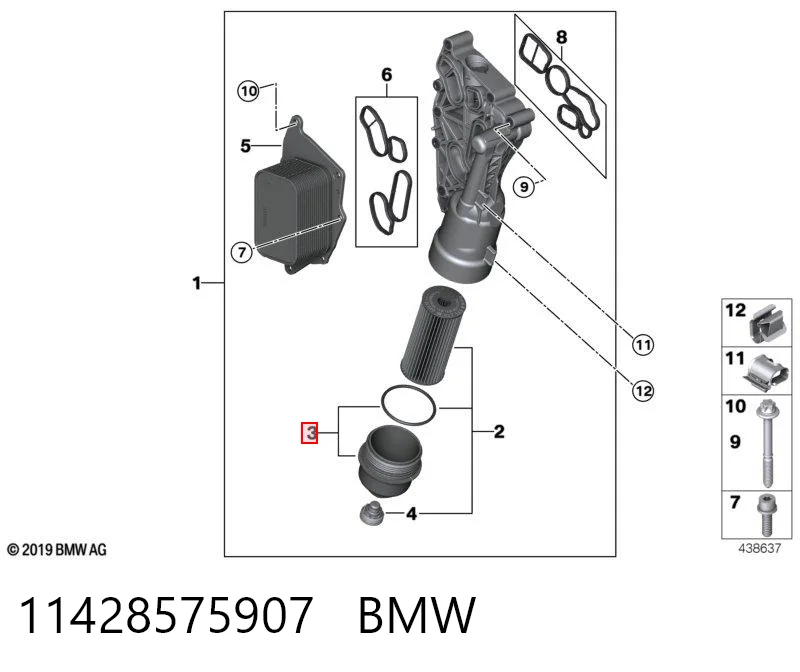 11428575907 BMW Tapa del filtro de aceite