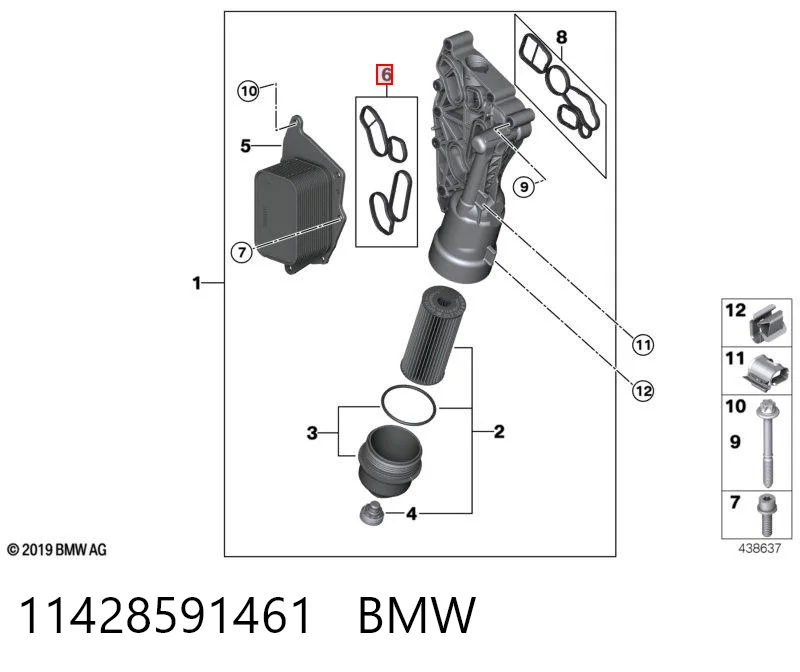 11428591461 BMW Junta de radiador de aceite
