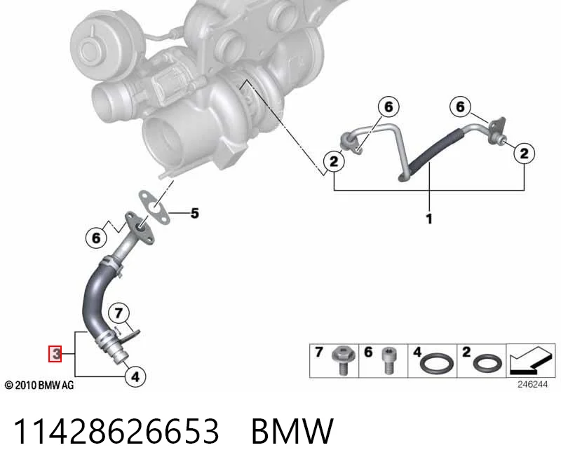 11428626653 BMW Tubo de drenaje de aceite de turbocompresor