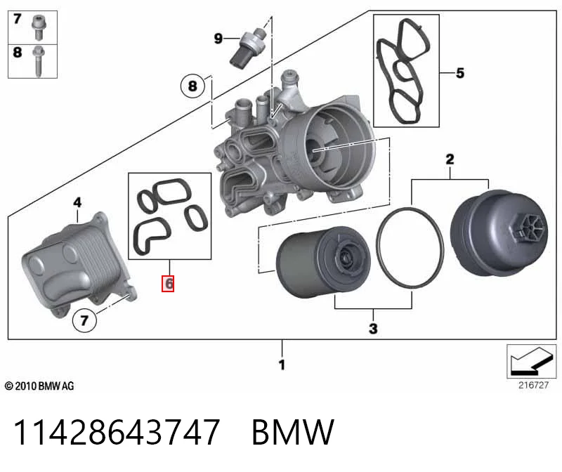 11428643747 BMW Junta de radiador de aceite