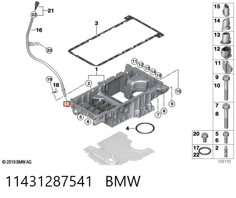 11431287541 BMW Anillo de sellado de la varilla de aceite
