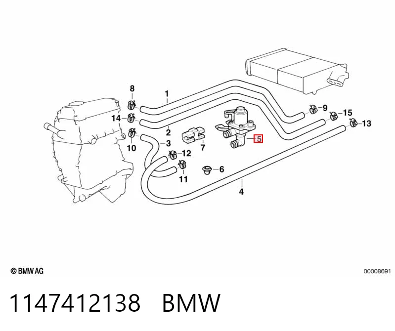 1147412138 BMW Valvula del calefactor