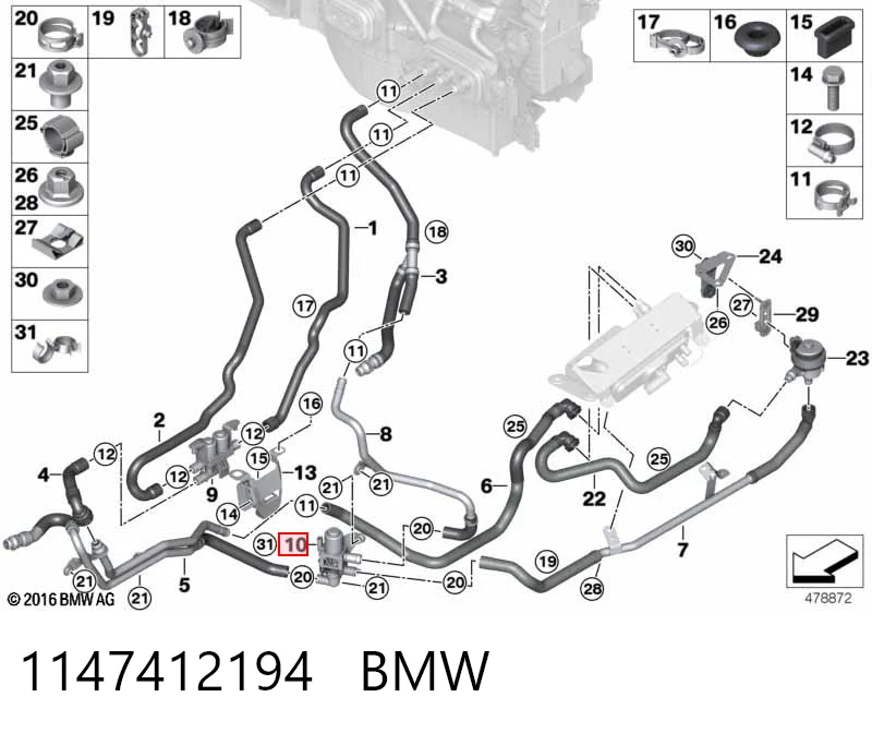 1147412194 BMW Válvula de control de líquido refrigerante