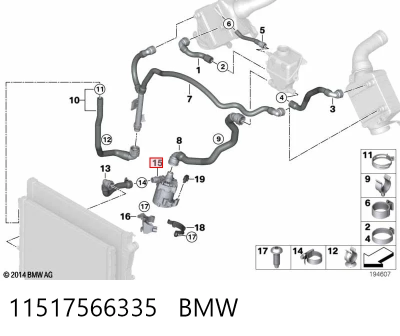 11517566335 BMW Bomba de agua eléctrica auxiliar