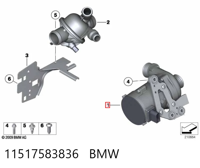 11517583836 BMW Bomba de agua eléctrica auxiliar