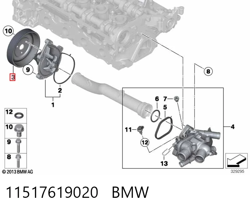 11517619020 BMW Polea de la bomba de agua