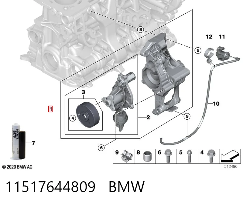 11517644809 BMW Bombeadora de agua, completo con caja
