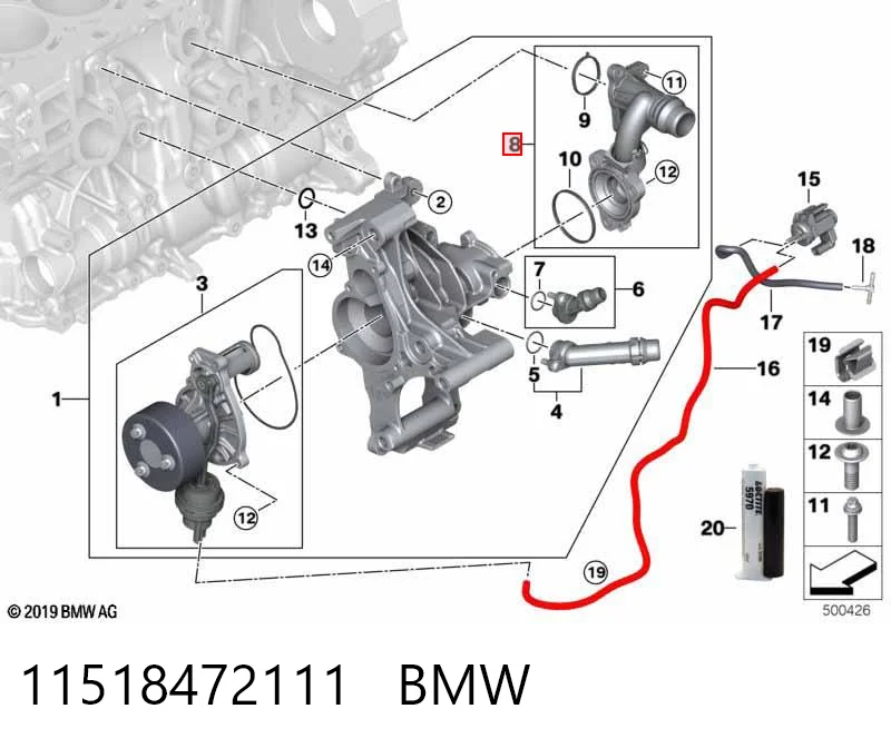11518472111 BMW Termostato de agua