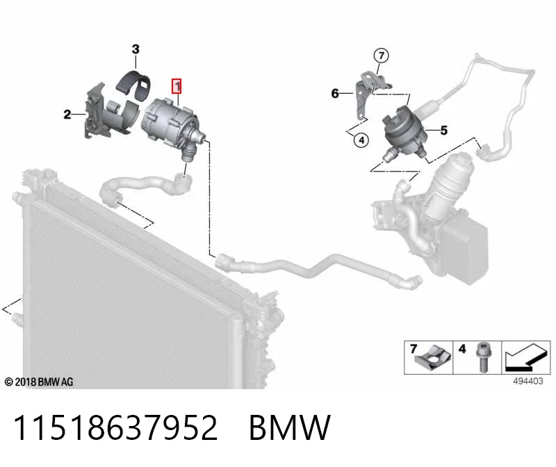 11518637952 BMW Bomba de agua eléctrica auxiliar