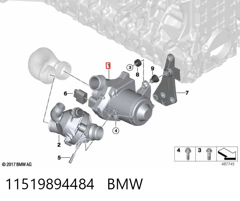 11519894484 BMW Bomba de agua eléctrica auxiliar