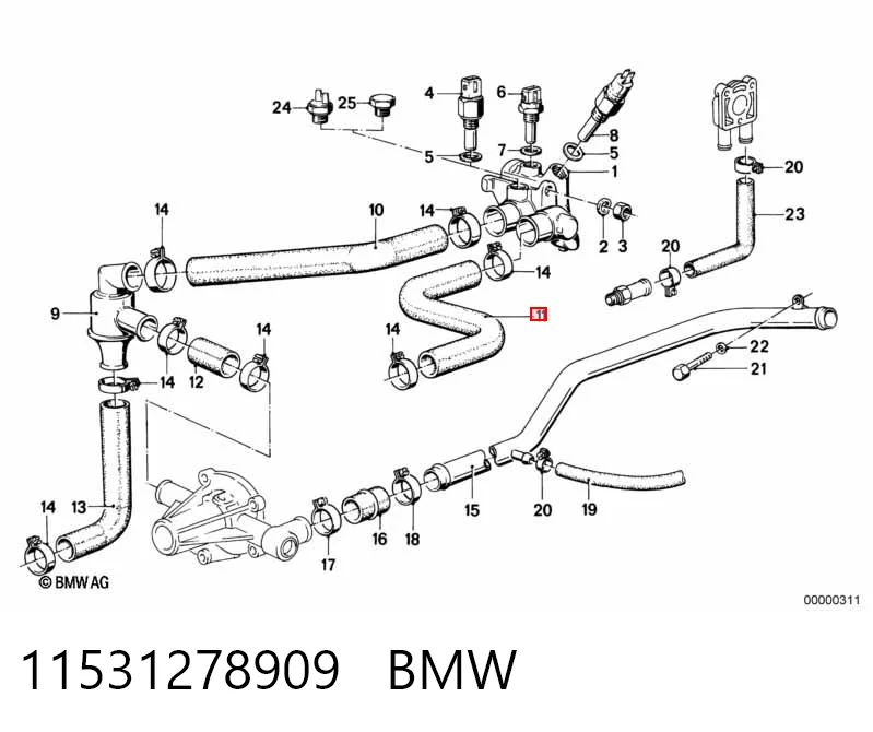 Manguera radiador para BMW 3 E30