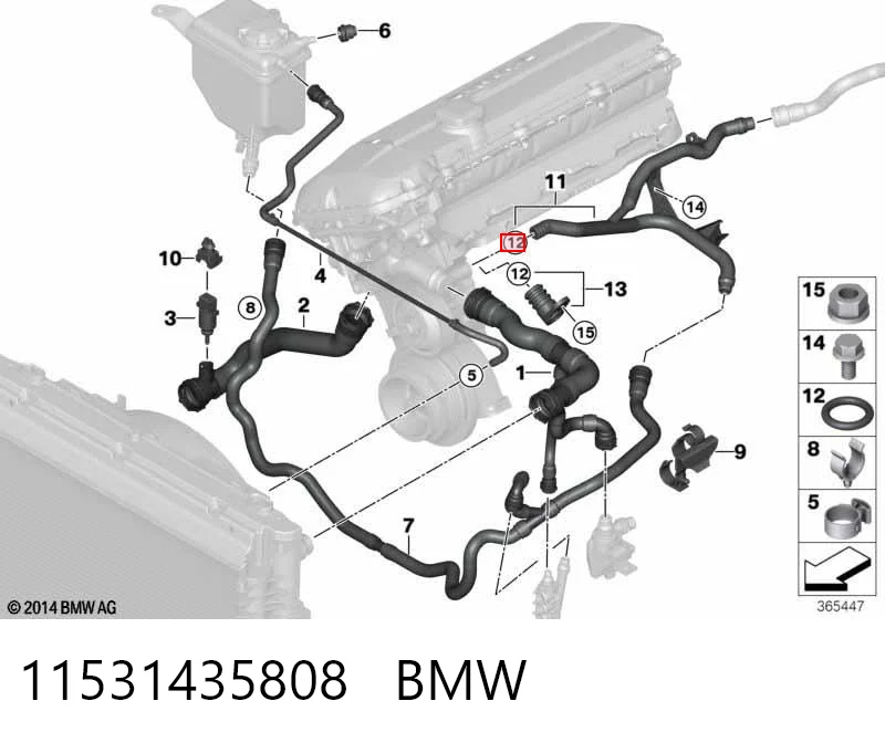 11531435808 BMW Junta de tapa del tubo de llenado de aceite