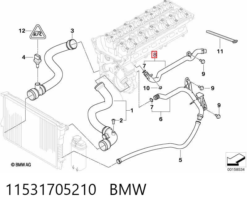 11531705210 BMW Manguera de refrigeración