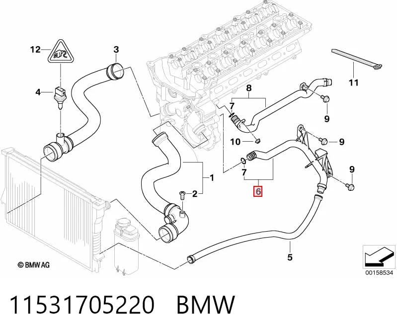 11531705220 BMW Manguera de refrigeración