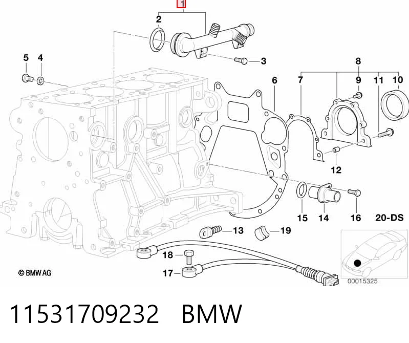 11531709232 BMW Brida del sistema de refrigeración (triple unión)