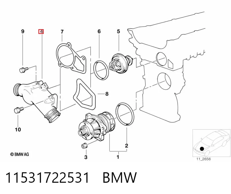 11531722531 BMW Caja del termostato