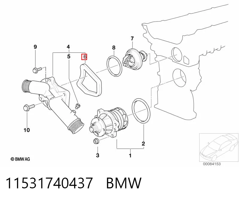 11531740437 BMW Junta de la carcasa del termostato