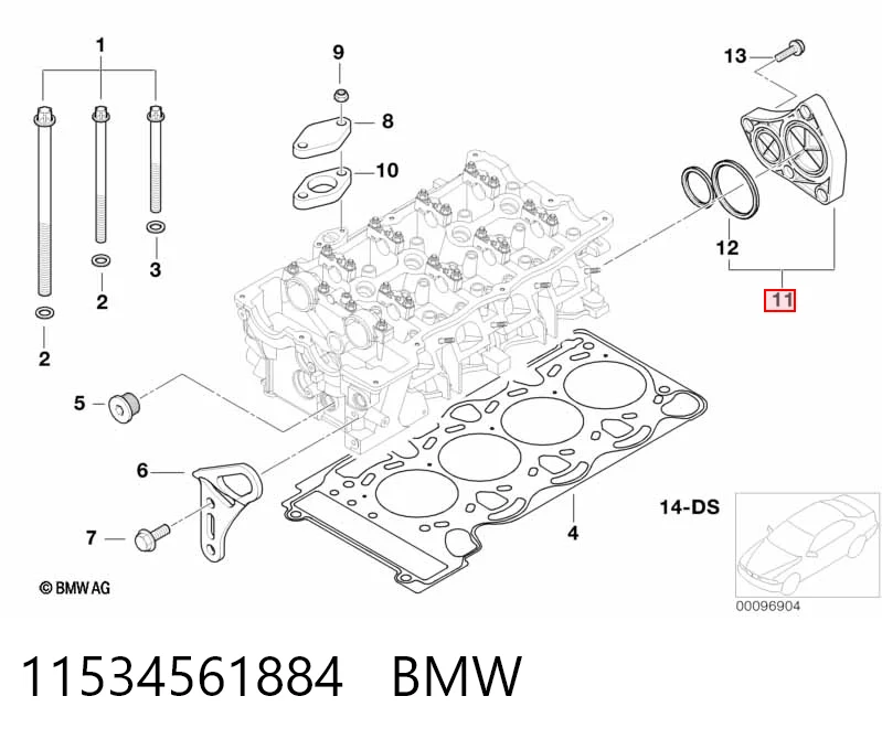11534561884 BMW Tapa trasera de la culata