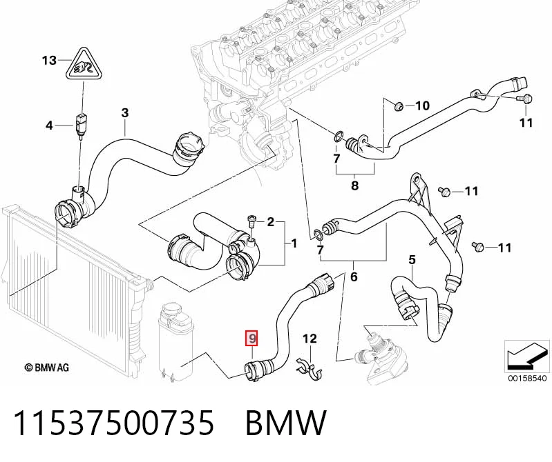 11537500735 BMW Manguera de refrigeración